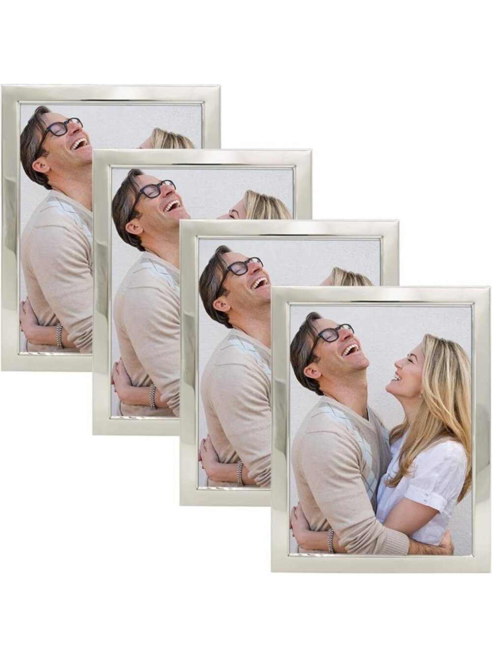 Set of 4 Silver Metal 8x10 Picture Frames for Wall or Tabletop Display